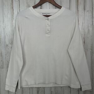 Bridge & Burn 100 Organic Cotton Henley Shirt Large Cream Minimalist Preppy EUC